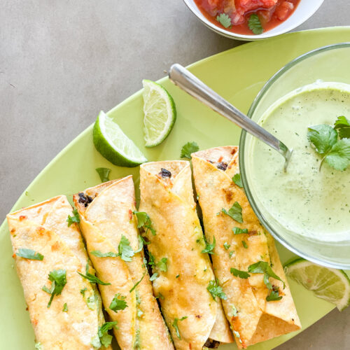 Air Fryer Mini Tacos with Cilantro Lime Cream Sauce