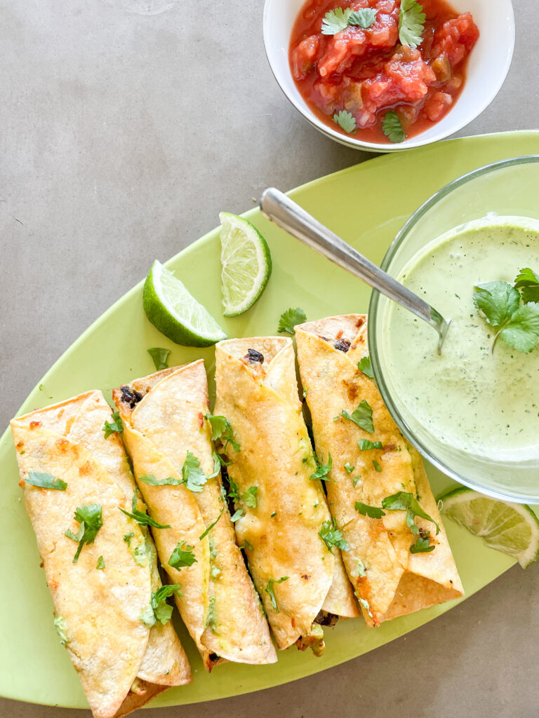 Air Fryer Mini Tacos with Cilantro Lime Cream Sauce