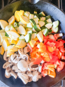 fresh cut vegetables in a pan, Vegetarian Paella Recipe