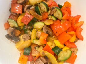 cooked vegetables for veggie paella, Vegetarian Paella Recipe