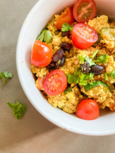 10-Minute Quinoa Tofu Veggie Scramble (Extra Protein)