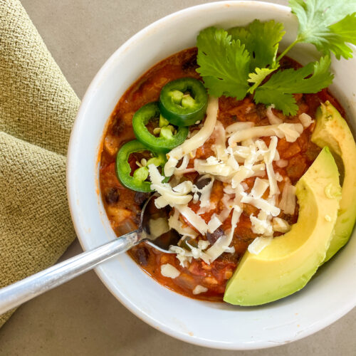 Qdoba Tortilla Soup Recipe with avocado and jalapeno peppers, cilantro